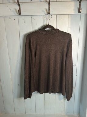 Talbots Black Metallic Turtleneck Sweater | Size Medium Classy